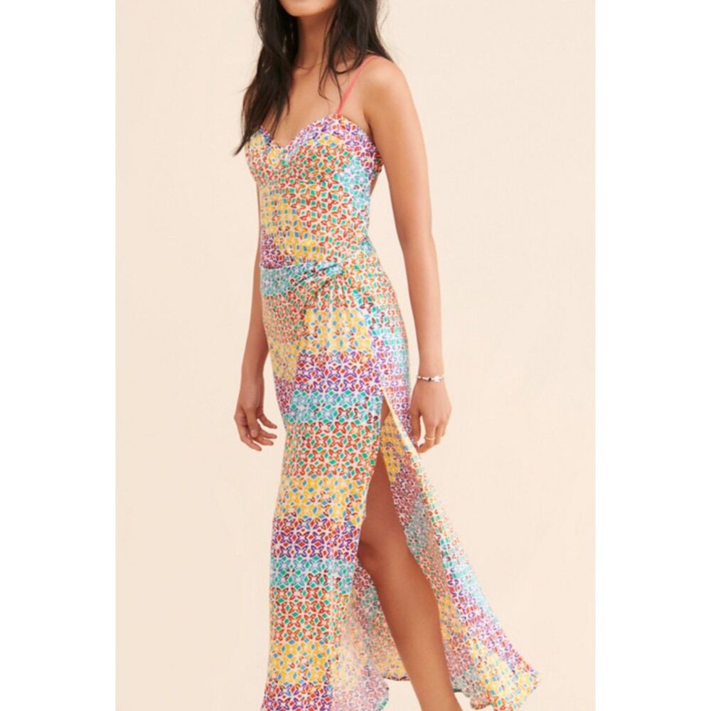Free People Kaleidoscope Dreams Maxi Dress Multicolor Geometric Print M